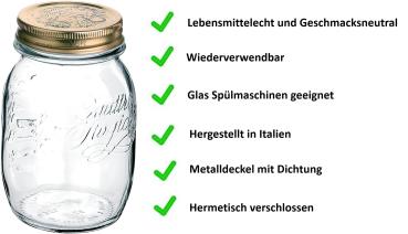 Preview: Quattro Stagioni Marmeladenglas Einmachglas 250ml - 12 Stück